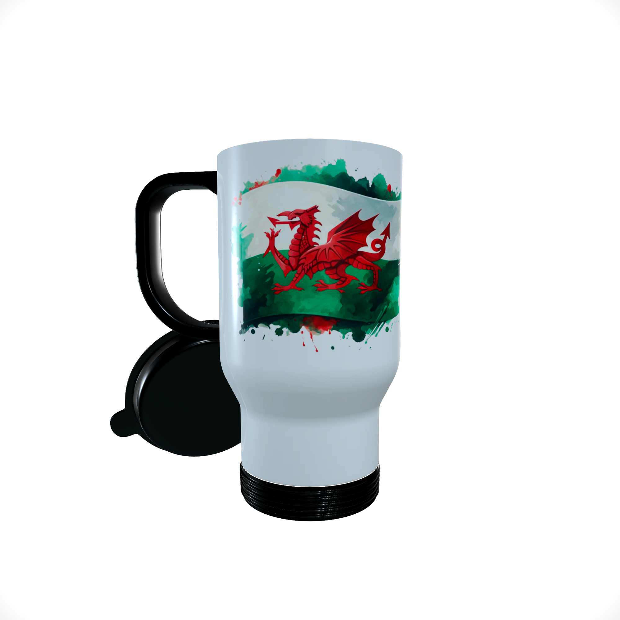 Welsh Flag.. Dragon Flag. 14oz Thermal Travel Mug